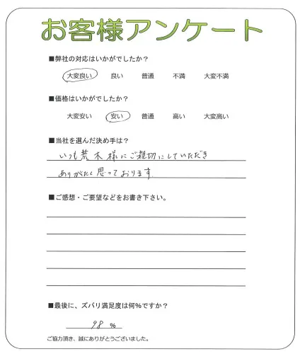手書きアンケート