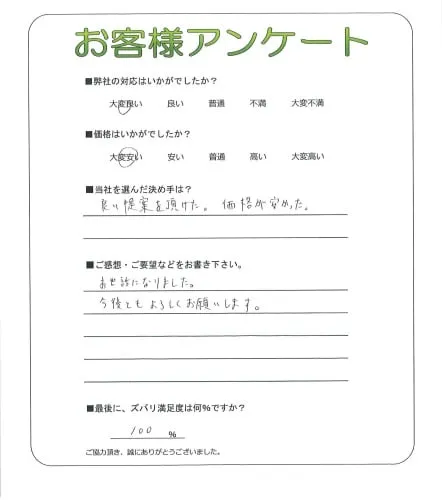手書きアンケート