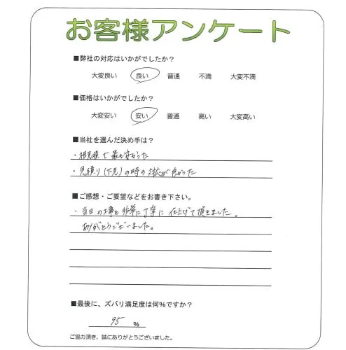 手書きアンケート