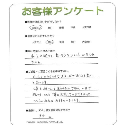 手書きアンケート
