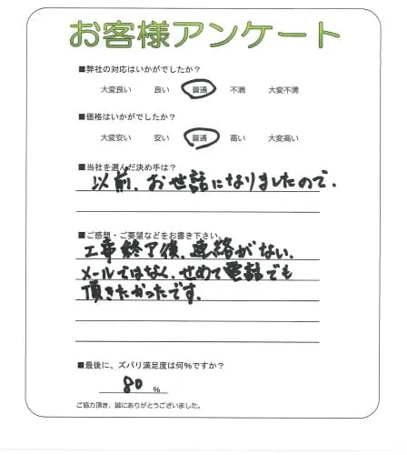 手書きアンケート
