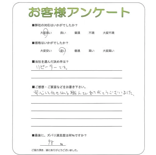手書きアンケート