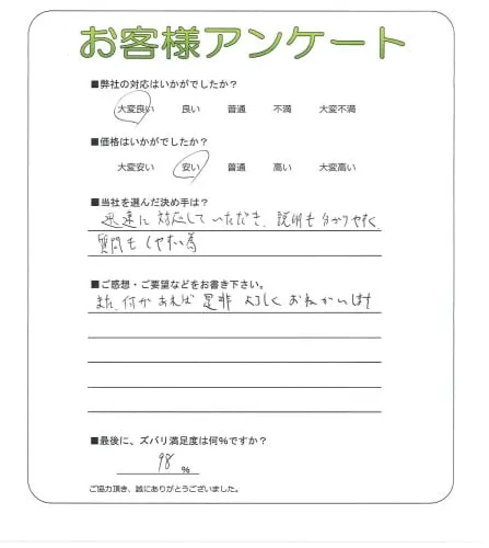 手書きアンケート