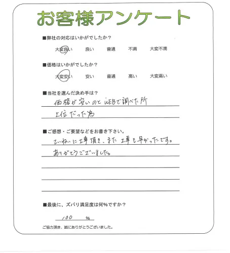 手書きアンケート