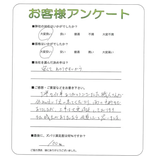 手書きアンケート