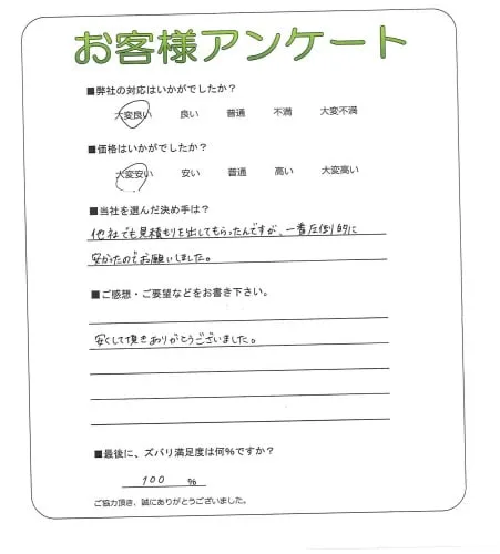 手書きアンケート