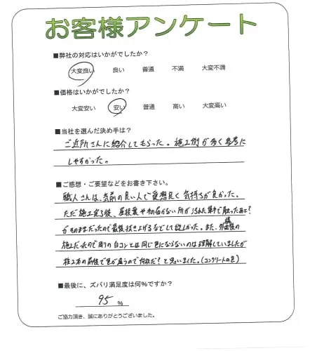 手書きアンケート
