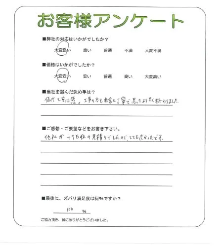 手書きアンケート