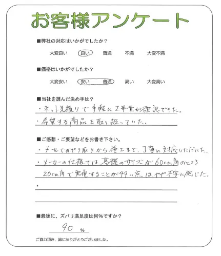 手書きアンケート