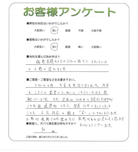 手書きアンケート