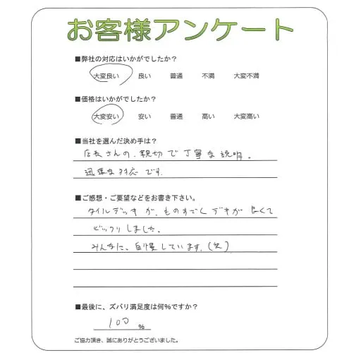手書きアンケート