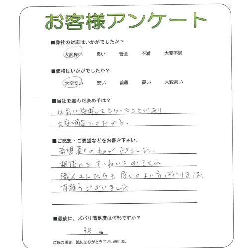 手書きアンケート