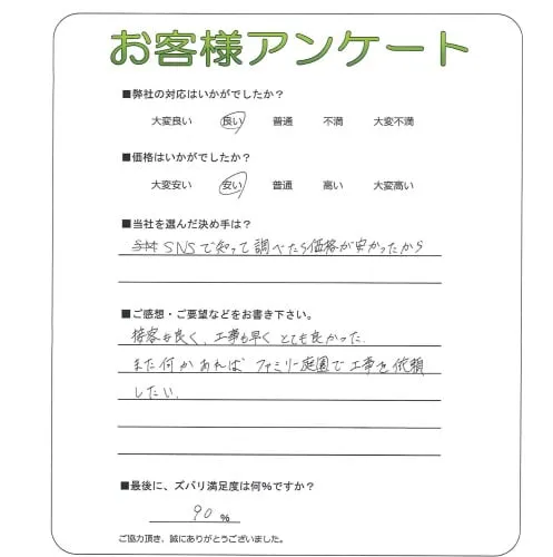 手書きアンケート