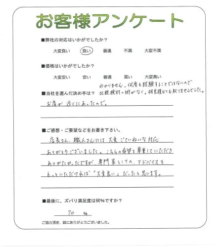 手書きアンケート