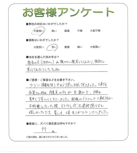 手書きアンケート