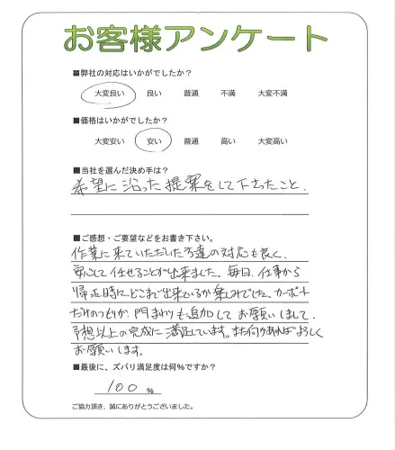 手書きアンケート