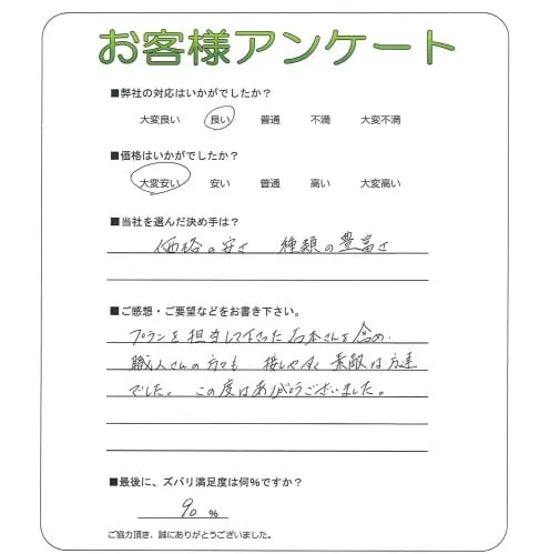 手書きアンケート