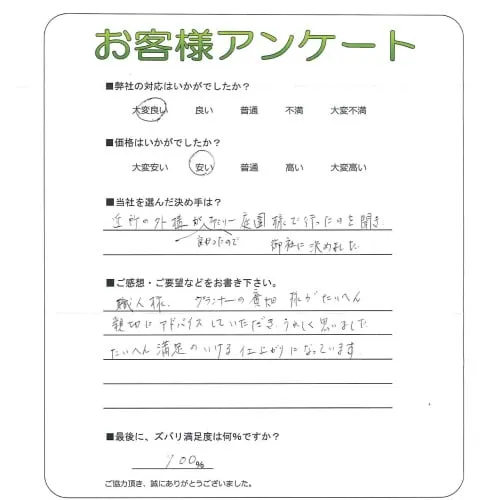 手書きアンケート