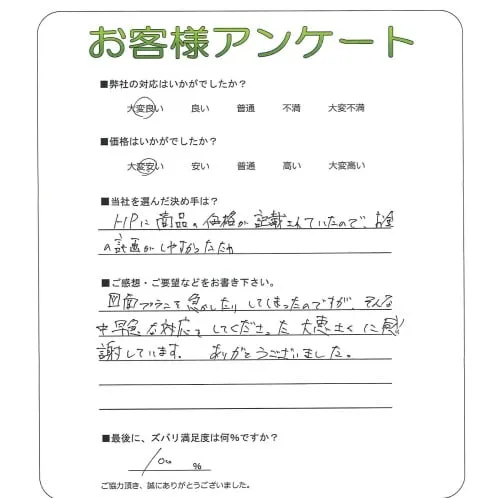 手書きアンケート