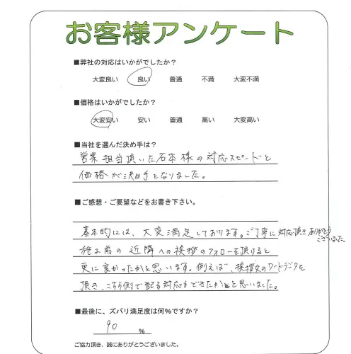 手書きアンケート