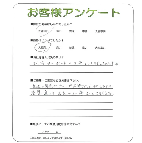手書きアンケート