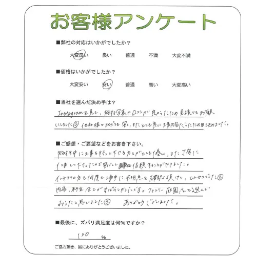 手書きアンケート