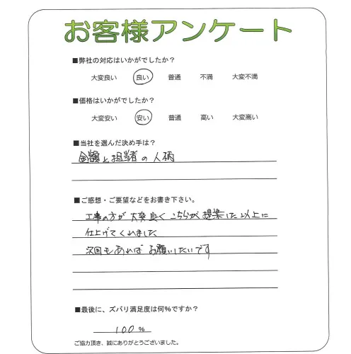 手書きアンケート