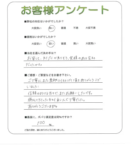 手書きアンケート