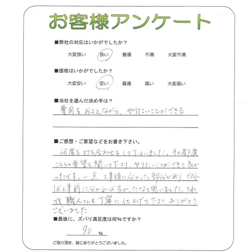 手書きアンケート