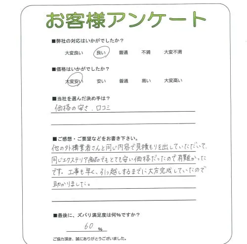 手書きアンケート