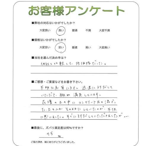 手書きアンケート