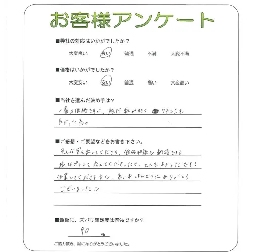 手書きアンケート