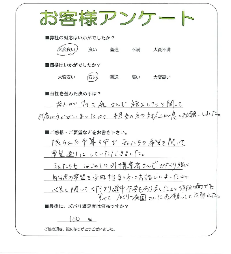 手書きアンケート