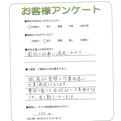 手書きアンケート