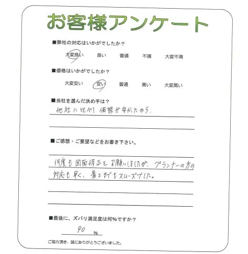 手書きアンケート