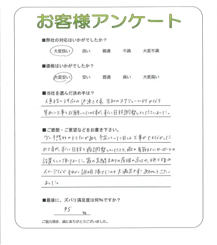手書きアンケート