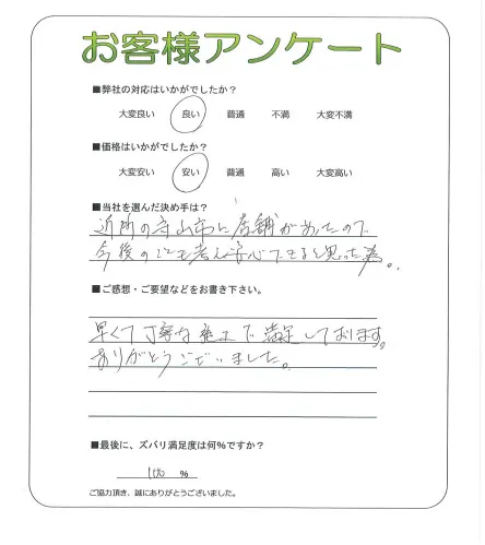 手書きアンケート