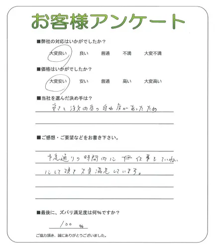 手書きアンケート