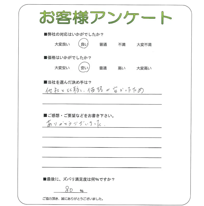 手書きアンケート