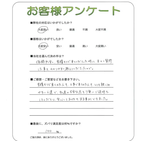 手書きアンケート