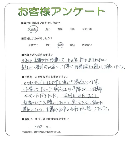 手書きアンケート