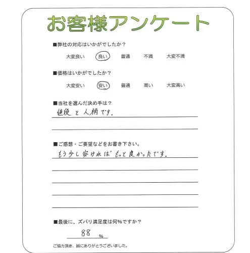 手書きアンケート