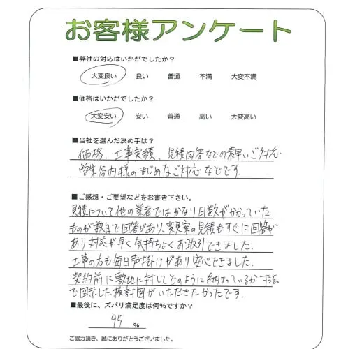 手書きアンケート