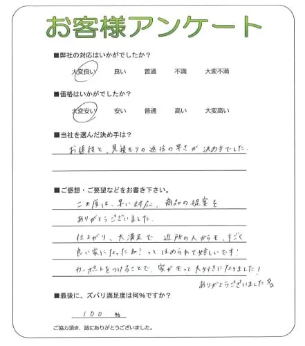 手書きアンケート