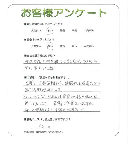 手書きアンケート