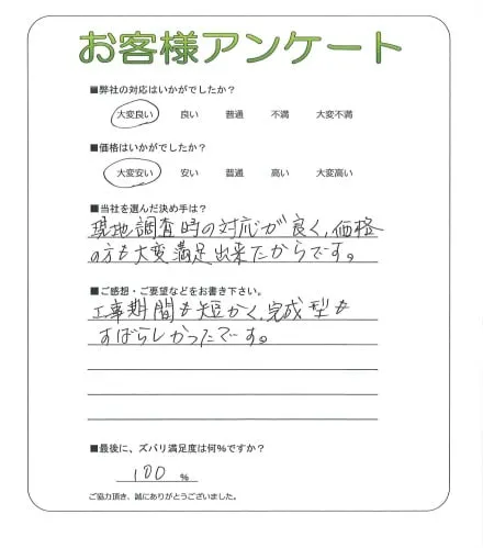 手書きアンケート