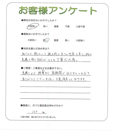 手書きアンケート