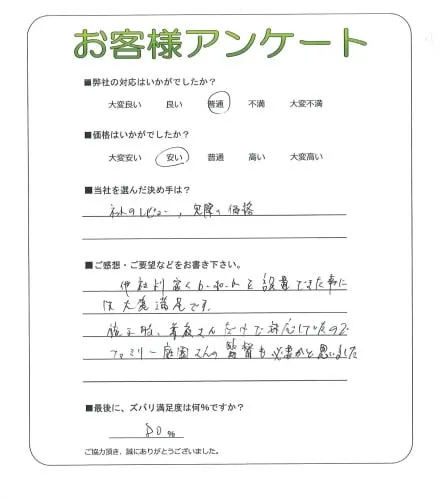 手書きアンケート