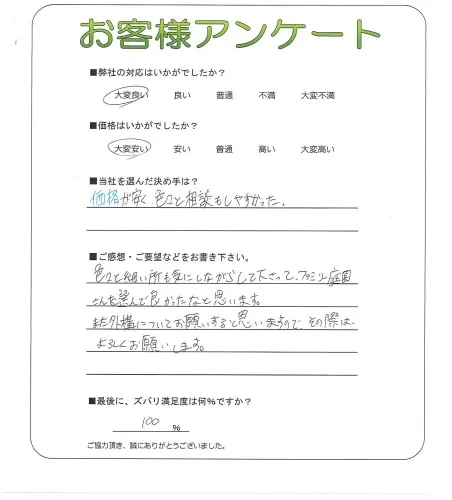 手書きアンケート
