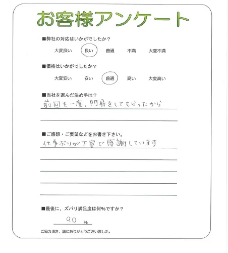 手書きアンケート